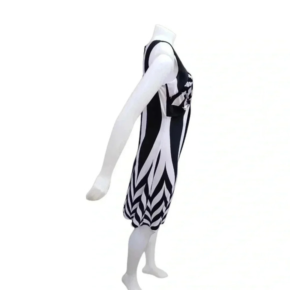 Frank Lyman Black  White Geometric Sleeveless Midi Dress Size 8 - Picture 2 of 10